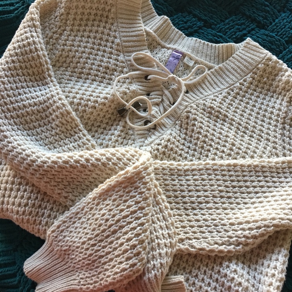 Lace Up Sweater - Medium